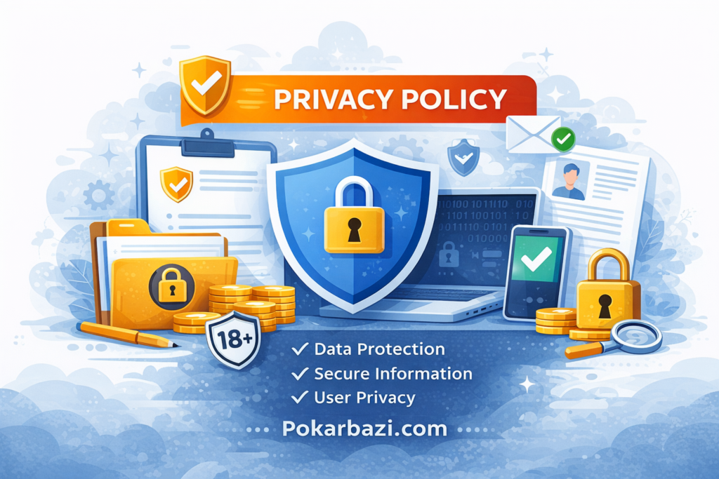 Privacy policy-pokarbazi illustration showing data protection and user privacy on Pokarbazi
